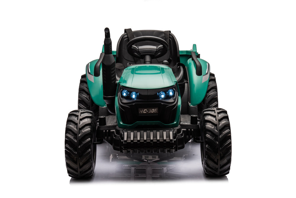 Traktor na akumulátor s přívěsem 24V tmavě zelený HC 306