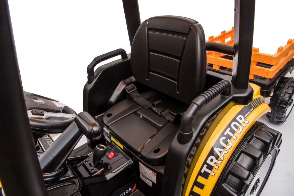 Traktor na akumulátor s přívěsem – Hercules žlutý 24V