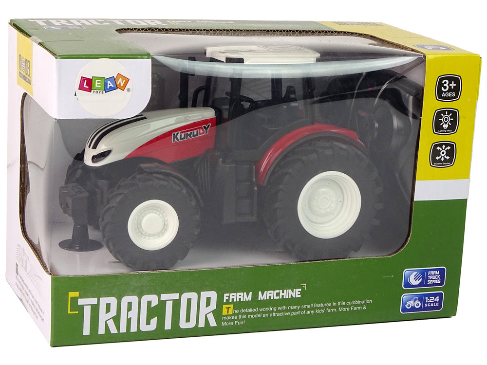 Traktor na dálkové ovládání 1:24 – s pilotem | bílo červený