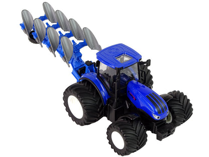 Traktor na dálkové ovládání 1:24 – s pluhem a LED | modrý