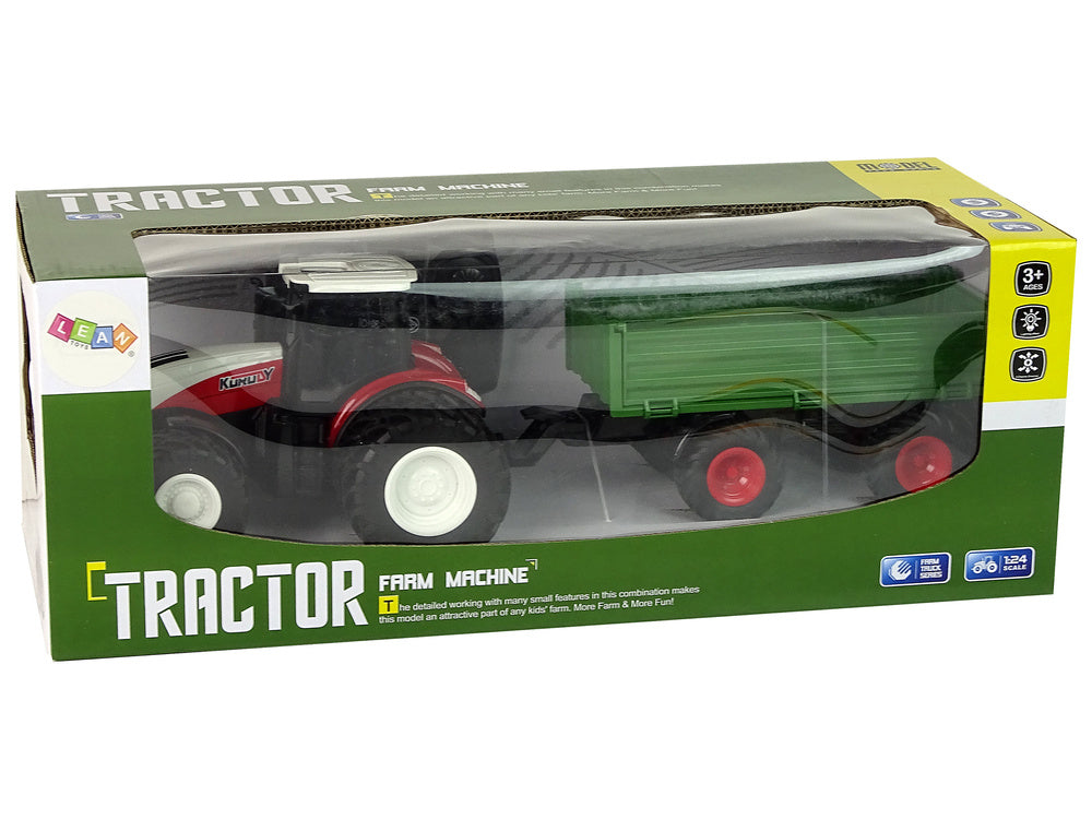 Traktor na dálkové ovládání 1:24 – s přívěsem | červený zelený