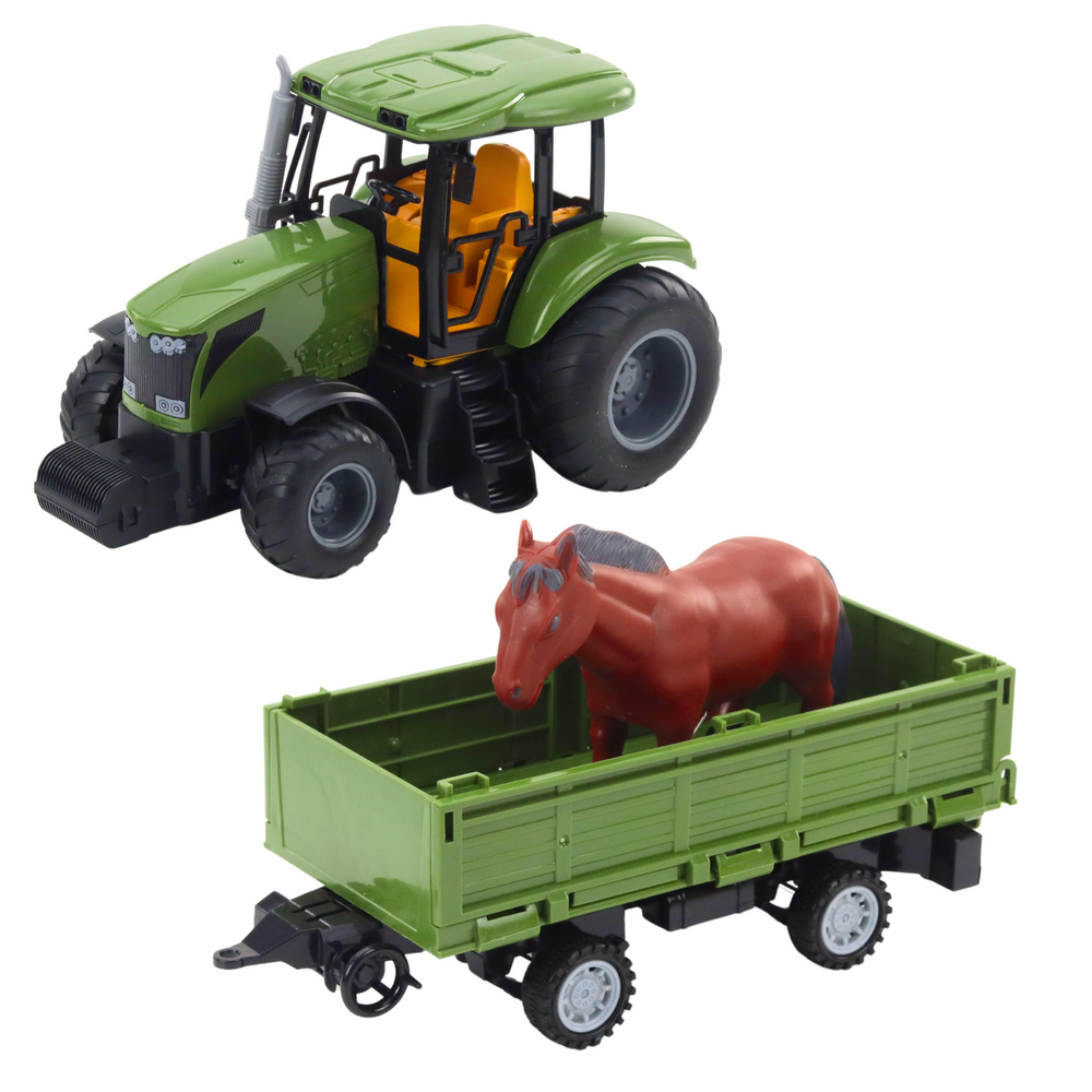 Traktor na dálkové ovládání RC 48 cm – s přívěsem a koněm