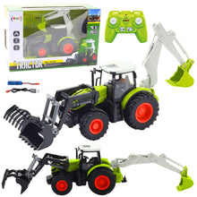 Traktor na dálkové ovládání s otočnou lžící a bagrem 2v1 LED