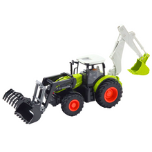 Traktor na dálkové ovládání s otočnou lžící a bagrem 2v1 LED