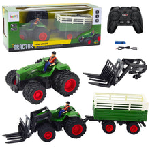 Traktor na dálkové ovládání s přívěsem a vidlemi podvojná kola