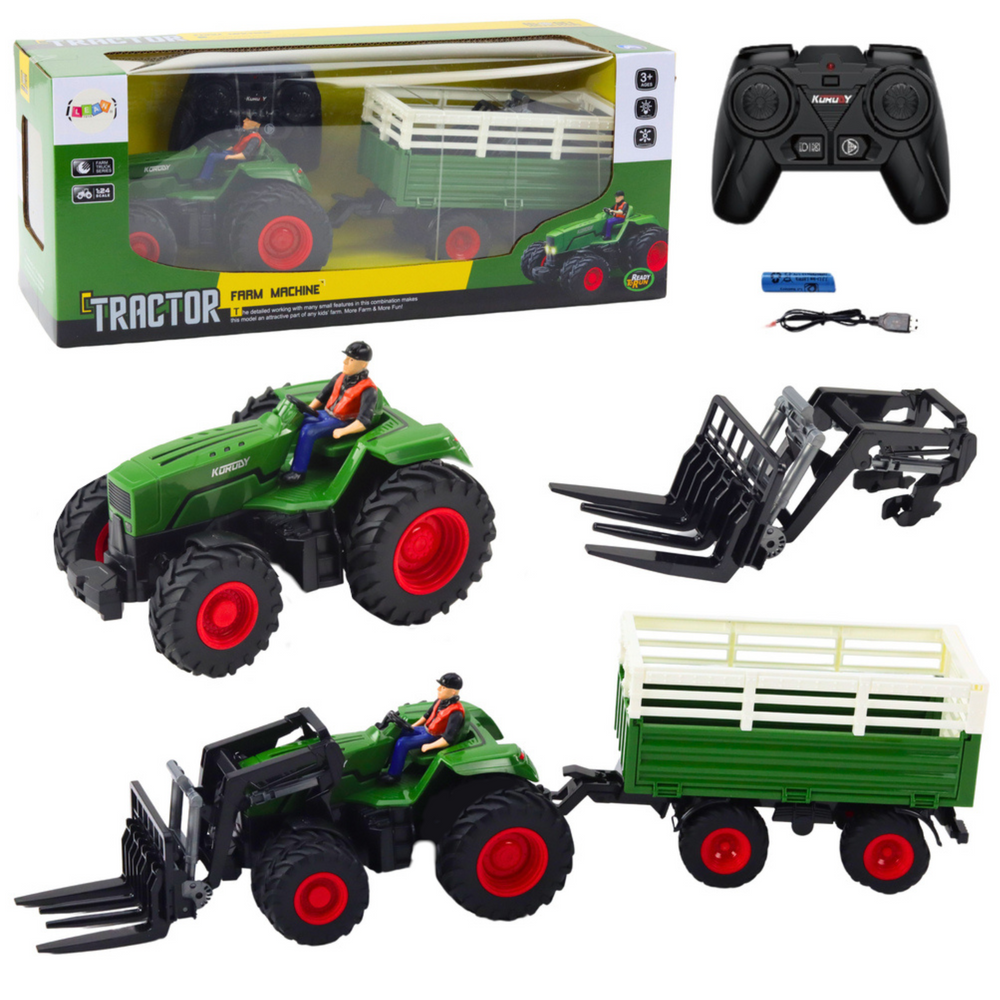 Traktor na dálkové ovládání s přívěsem a vidlemi RC 2.4G