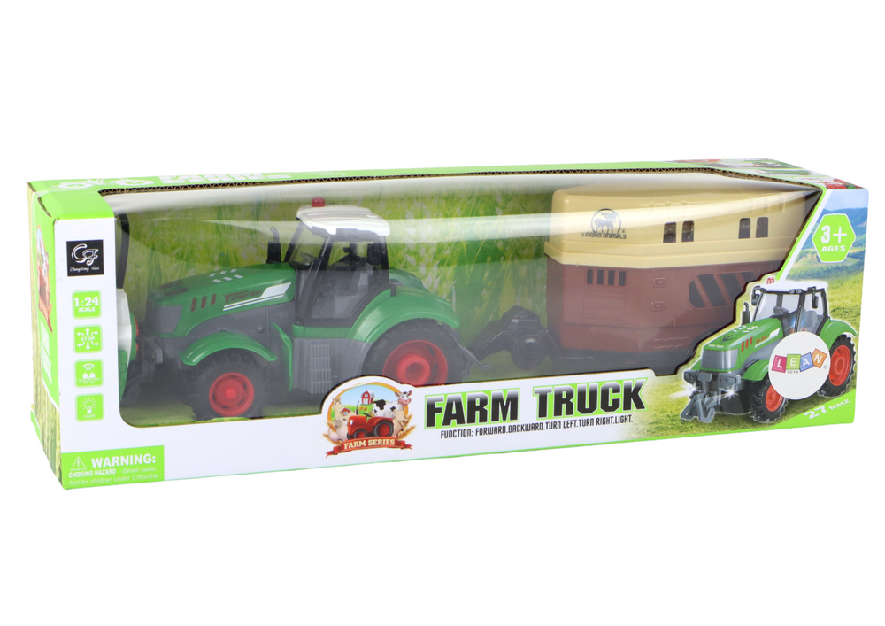Traktor RC na dálkové ovládání – s přívěsem 1:24 | zelený