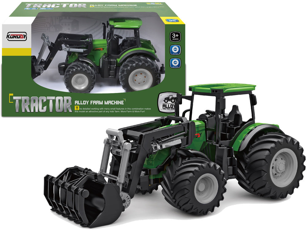 Traktor s krokodýlí lžící 1:24 – gumová kola | zelený