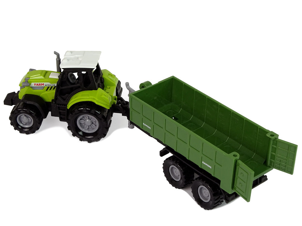Traktor s odpojitelným přívěsem a zvuky zelený