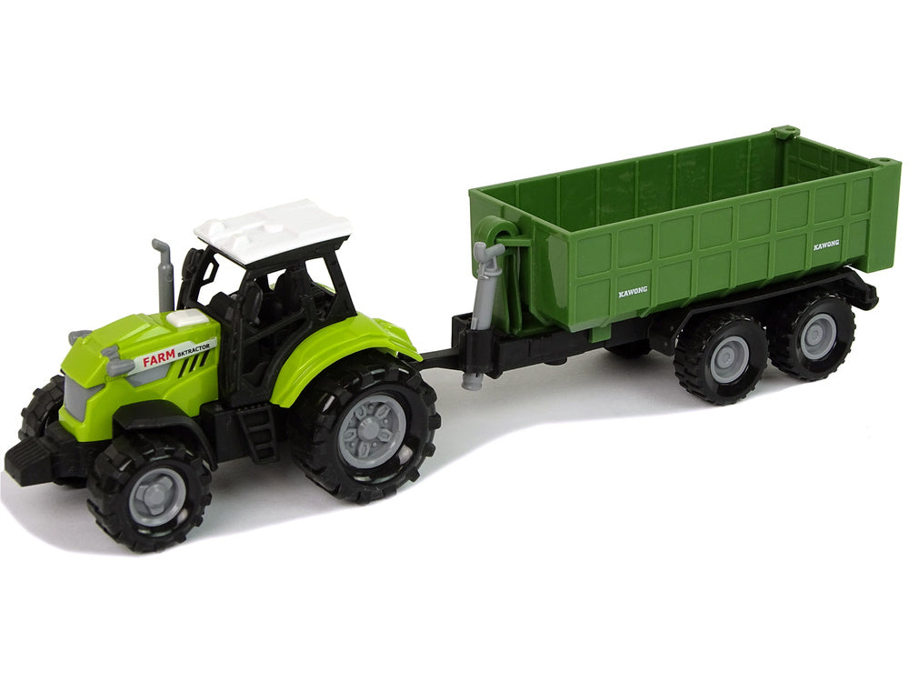 Traktor s odpojitelným přívěsem a zvuky zelený