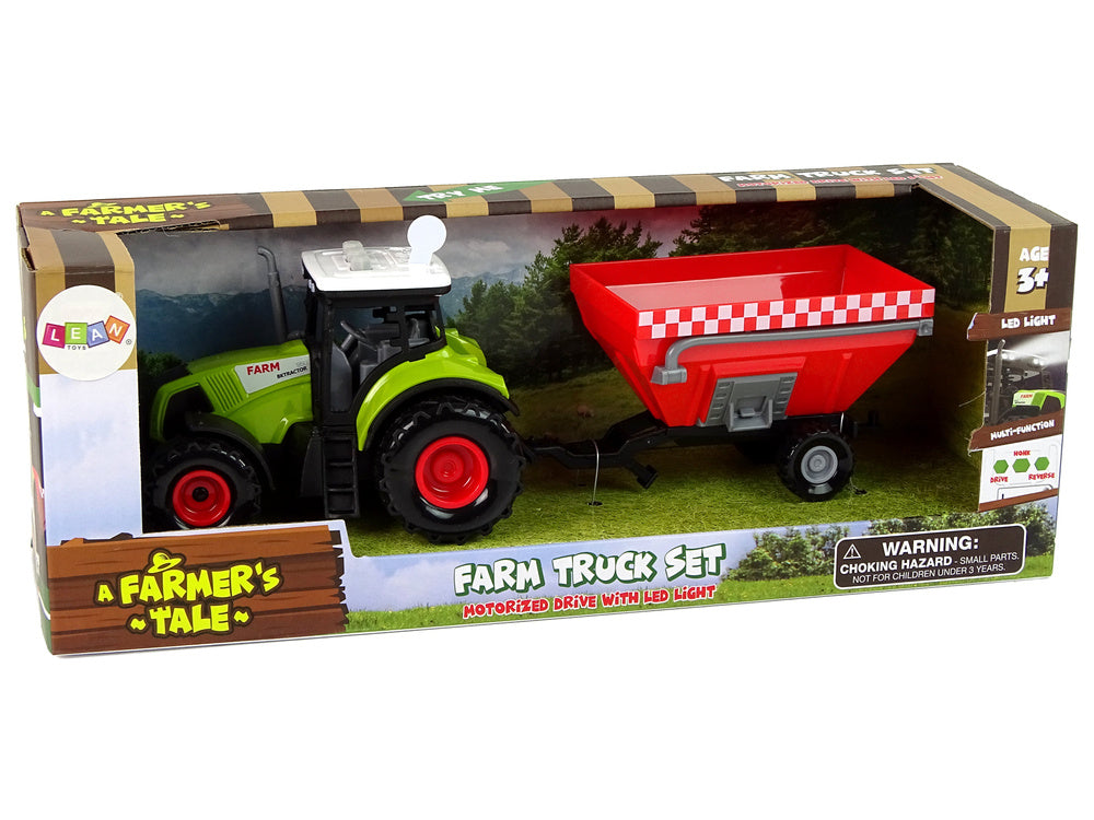 Traktor s odpojitelným přívěsem na obilí se zvuky a světly zelený