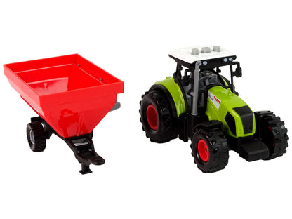 Traktor s odpojitelným přívěsem na obilí se zvuky a světly zelený