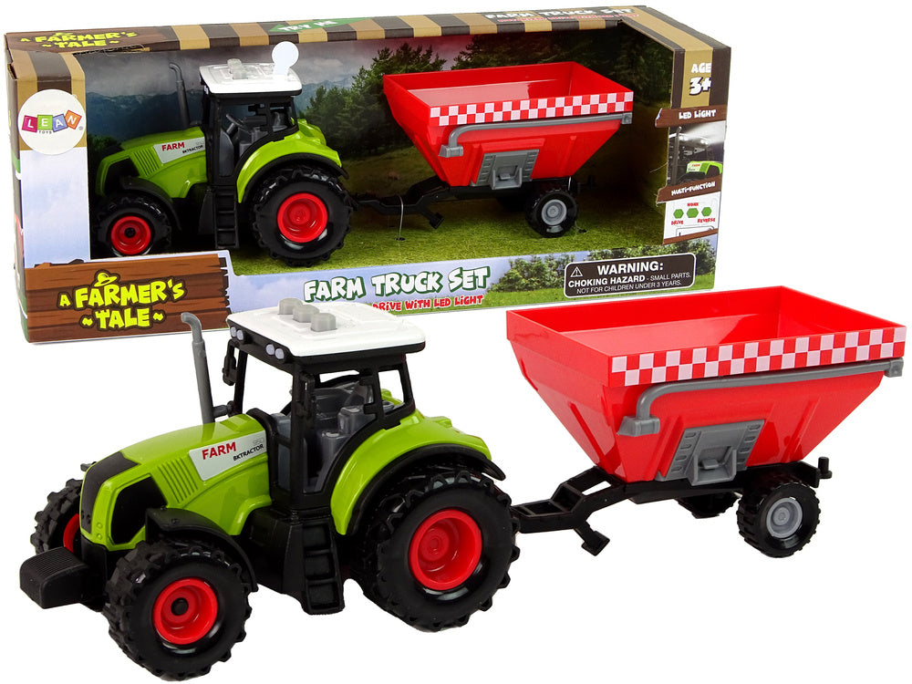 Traktor s odpojitelným přívěsem na obilí se zvuky a světly zelený