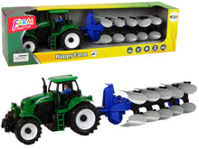 Traktor s pluhem plastový farma zelený modrý 42 cm