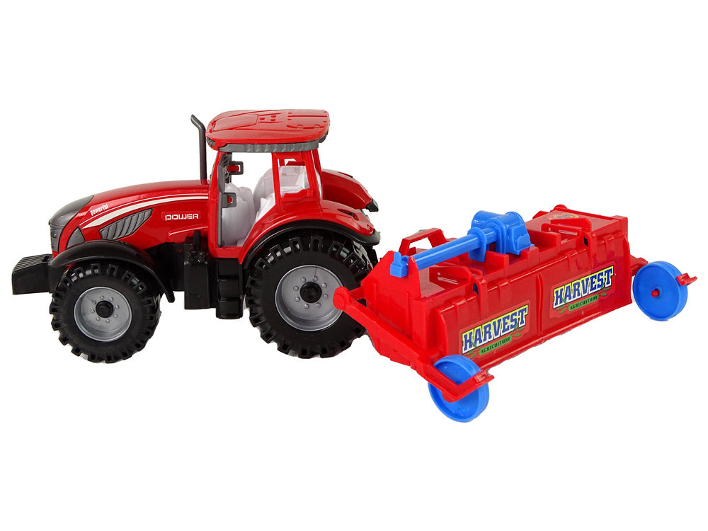 Traktor s pluhem třecí pohon červený plastový 22cm