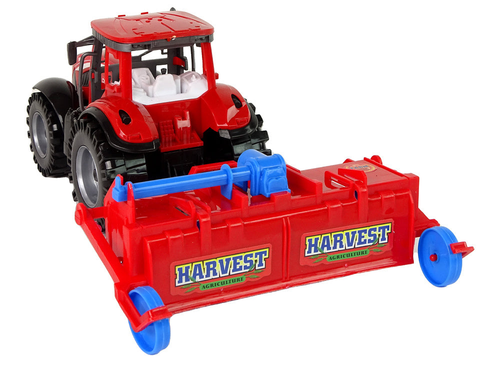 Traktor s pluhem třecí pohon červený plastový 22cm