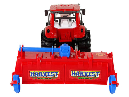 Traktor s pluhem třecí pohon červený plastový 22cm