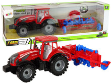 Traktor s pluhem třecí pohon červený plastový 22cm