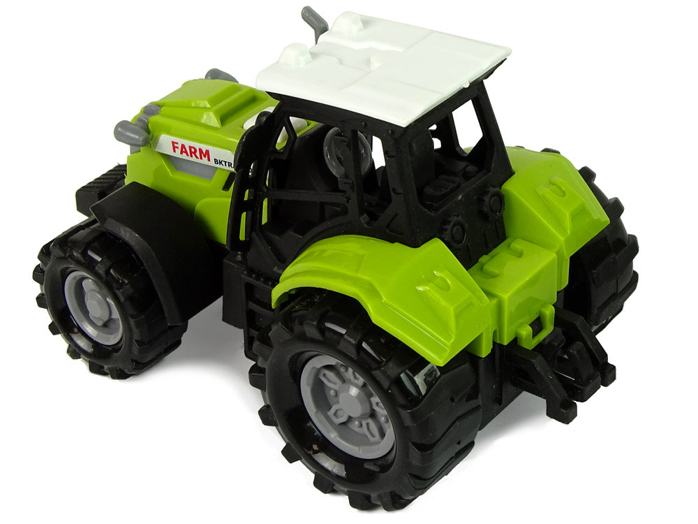 Traktor s přívěsem a balíky sena se zvuky zelený