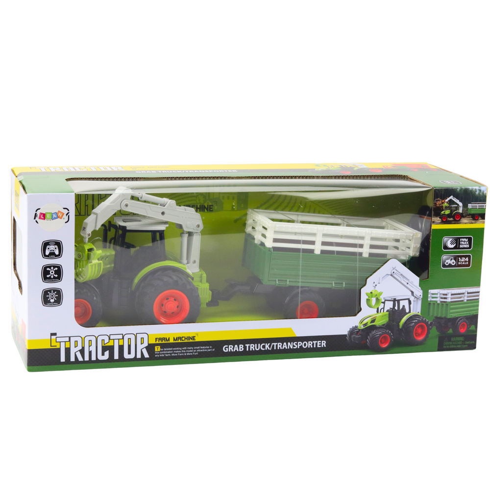 Traktor s přívěsem a chwytakem na dálkové ovládání RC 2.4G
