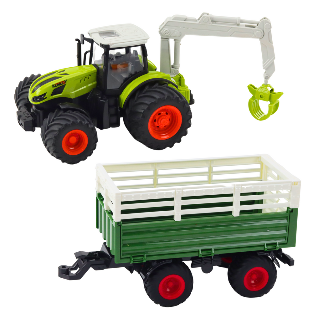 Traktor s přívěsem a chwytakem na dálkové ovládání RC 2.4G