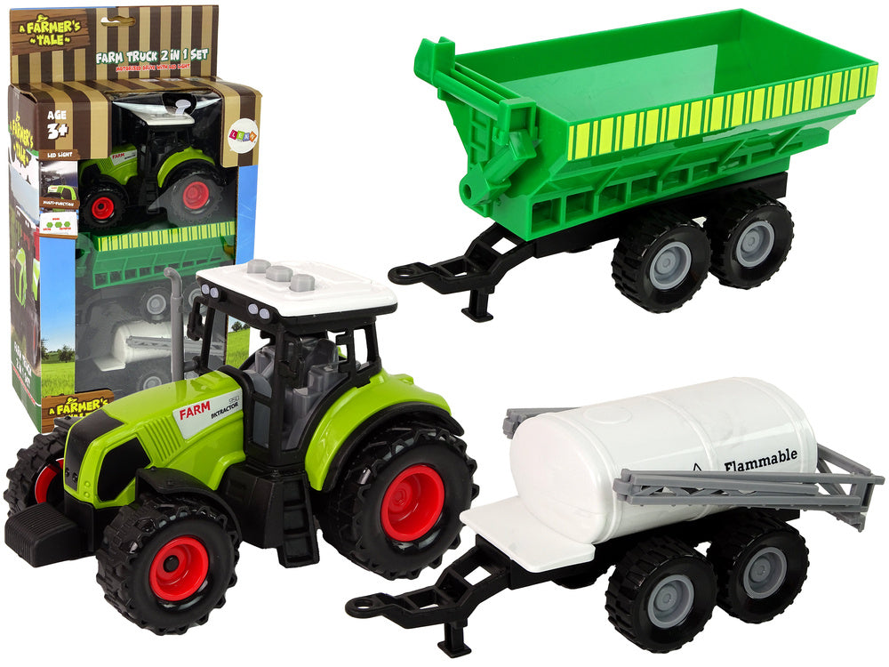 Traktor s přívěsem a cisternou – se zvuky a LED světly