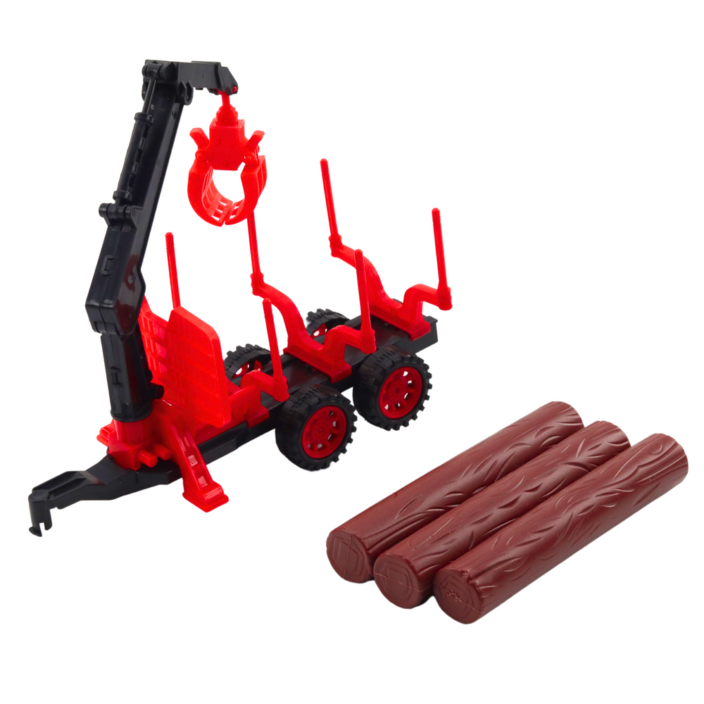 Traktor s přívěsem a hydraulickým jeřábem na přepravu dřeva