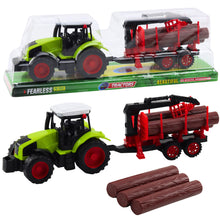 Traktor s přívěsem a hydraulickým jeřábem na přepravu dřeva