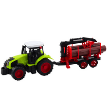 Traktor s přívěsem a hydraulickým jeřábem na přepravu dřeva
