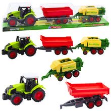 Traktor s přívěsem a lisem na seno zemědělský set 56 cm