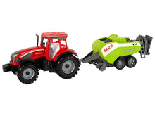 Traktor s přívěsem a setím frikční pohon červený zelený