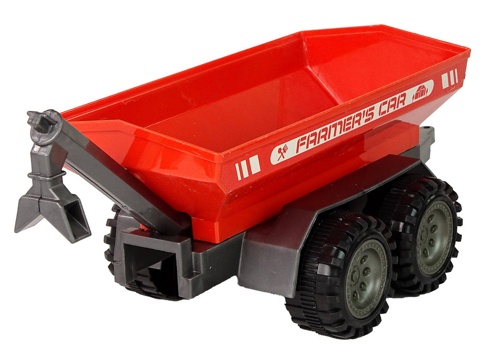 Traktor s přívěsem na setrvačník zeleno červený 22 cm