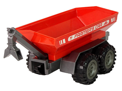 Traktor s přívěsem na setrvačník zeleno červený 22 cm