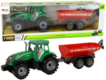 Traktor s přívěsem na setrvačník zeleno červený 22 cm