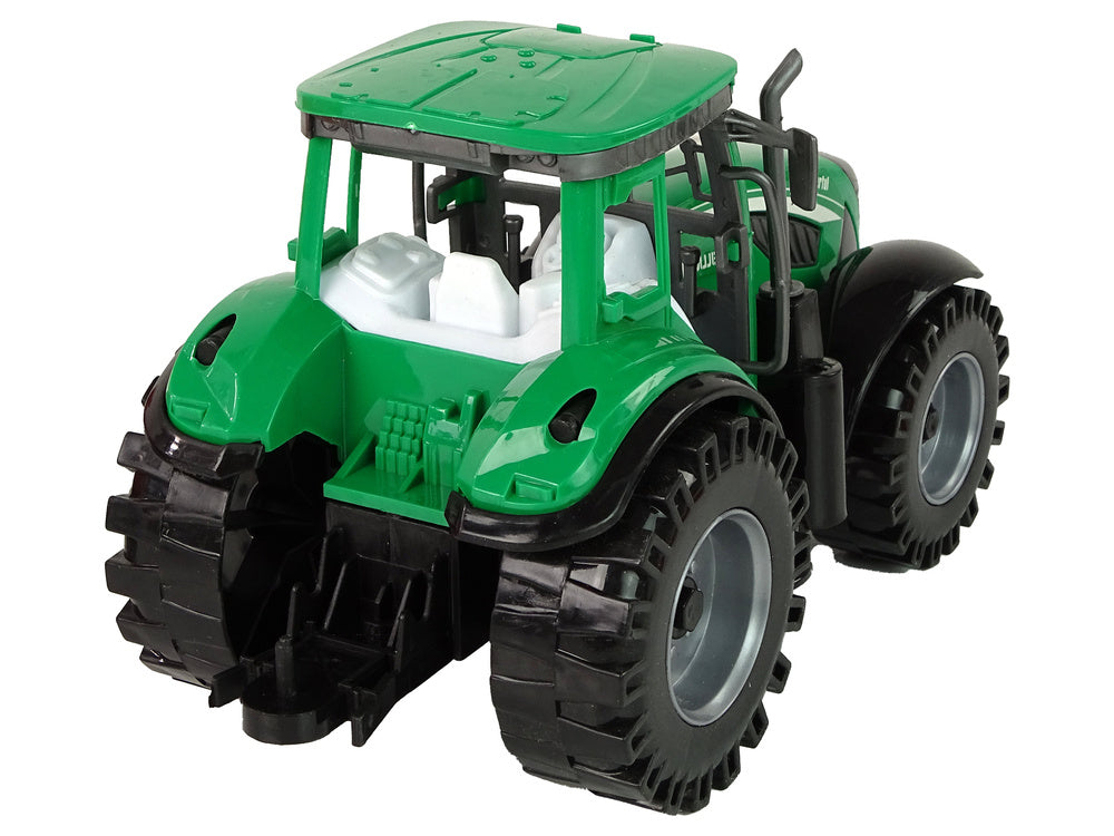 Traktor s přívěsem na setrvačník zeleno červený 22 cm
