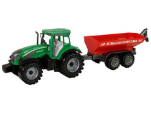 Traktor s přívěsem na setrvačník zeleno červený 22 cm