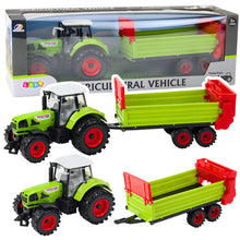 Traktor s přívěsem třecí pohon – otevírací kapota | zelený