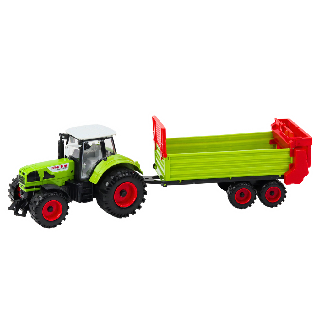 Traktor s přívěsem třecí pohon – otevírací kapota | zelený