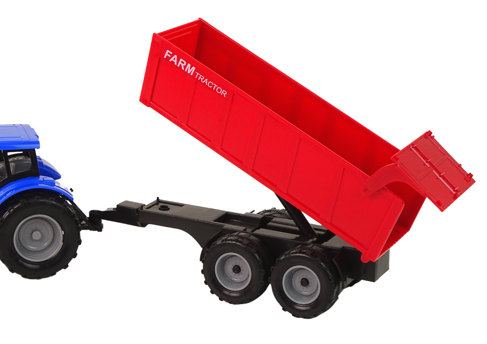 Traktor s přívěsem – zemědělské vozidlo farma | modrý