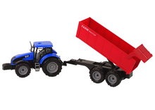 Traktor s přívěsem – zemědělské vozidlo farma | modrý