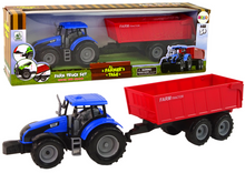 Traktor s přívěsem – zemědělské vozidlo farma | modrý