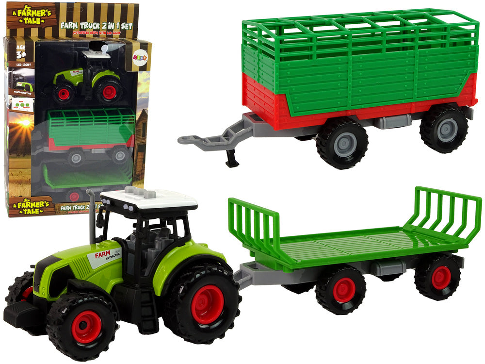 Traktor s přívěsy farmářský – se zvuky a pohybem | zelený