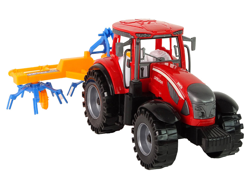 Traktor se shrnovačem frikční pohon červený