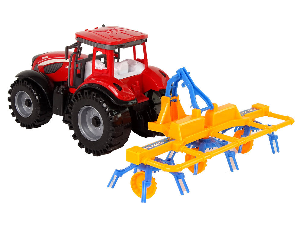 Traktor se shrnovačem frikční pohon červený