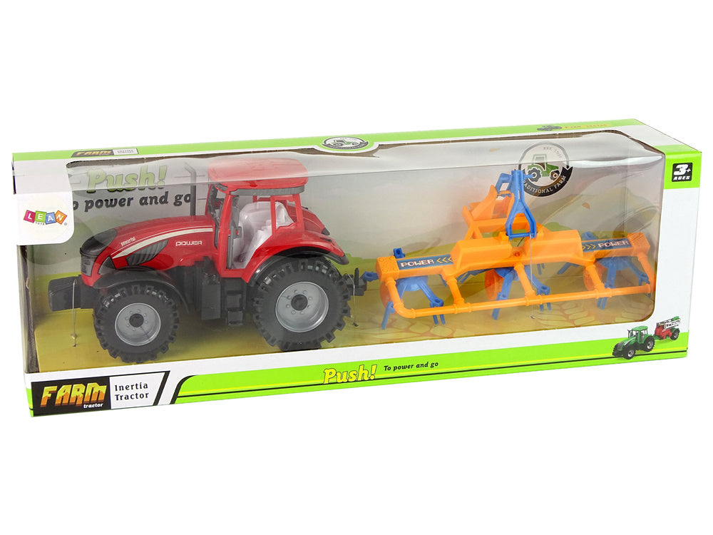 Traktor se shrnovačem frikční pohon červený