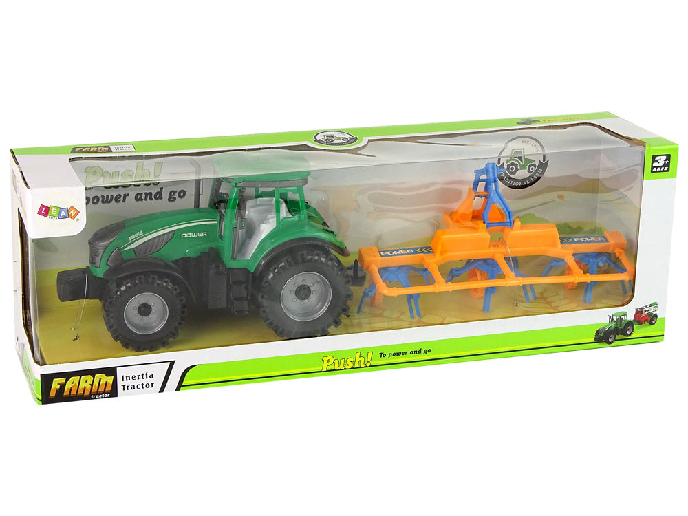 Traktor se shrnovačem třecí pohon zelený