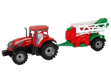 Traktor zemědělský s postřikovačem na setrvačník červený
