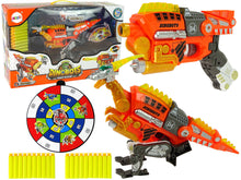 Transformovatelný dinosaurus 2v1 pistole na šipky s terčem oranžový