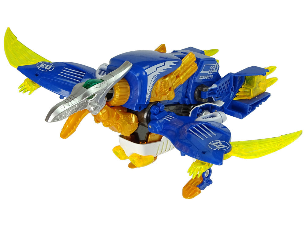 Transformovatelný dinosaurus pistole na šipky s terčem modrý