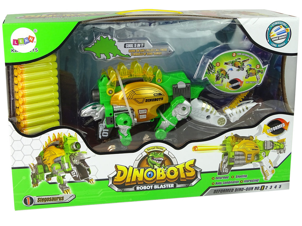 Transformovatelný dinosaurus pistole na šipky se štítem zelený